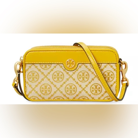 Tory Burch Mini T Monogram Jacquard Canvas DoubleZip Crossbody bag with … - Picture 1 of 10
